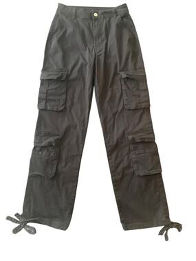 NVFelix Black Multi-Pocket Cotton Cargo Pants with Ankle Ties